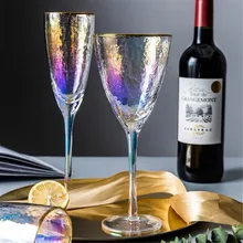 Цветные для вина стеклянные бокалы для шампанского хрустальные свадебные стеклянные es роскошные золотые обода вечерние подарочные чашки для домашнего напитка Кубок 280 мл 370 мл