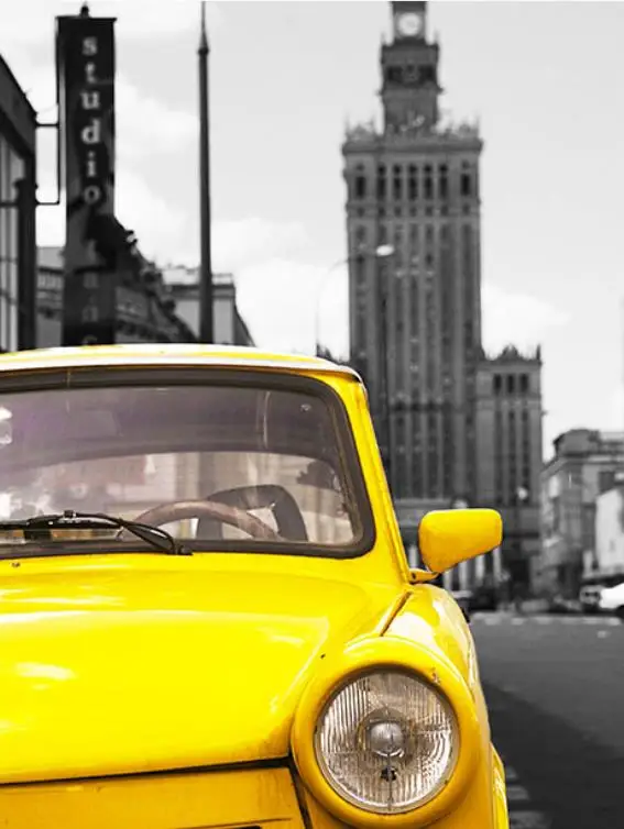 5D DIY Black And White Nordic Posters Diamond Painting London City Landscape Yellow Car Embroidery Wall Pictures | Дом и сад
