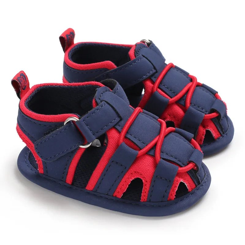 Американские модные летние дышащие сандалии для новорожденных мальчиков и девочек мягкая обувь Размер от 0 до 18 месяцев - Цвет: Красный