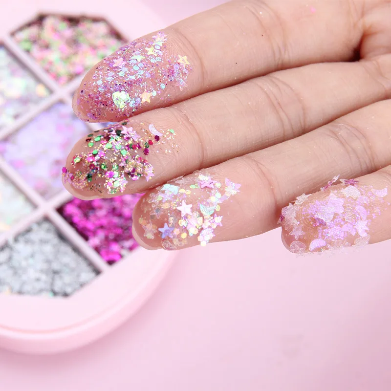Glitter Eyeshadow Hair Body Face Glitter Mermaid Flake Art Flash Heart Loose Sequins Cream Festival Glitter Decoration 4