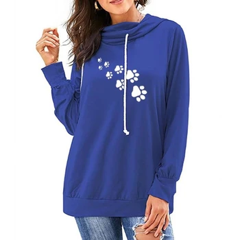 

Dog Paw Letters Print Drawstring Hood Hoodies For Women Sweatshirts Hoodies Women Kawaii Loose Cute Female Funny Creative Street
