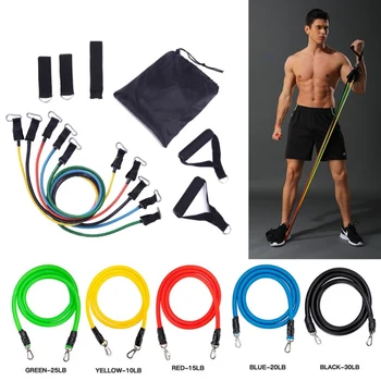 

11pcs/set Yoga Gym Stretch Pull Rope Fitness Resistance Tube Band Exercise Training Expander Door Anchor With Handle Ankle Strap