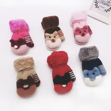 Вязаные перчатки без пальцев с героями мультфильмов; флисовые плотные эластичные перчатки для маленьких девочек; Детские Зимние варежки; Carchet Glove Handschoenen