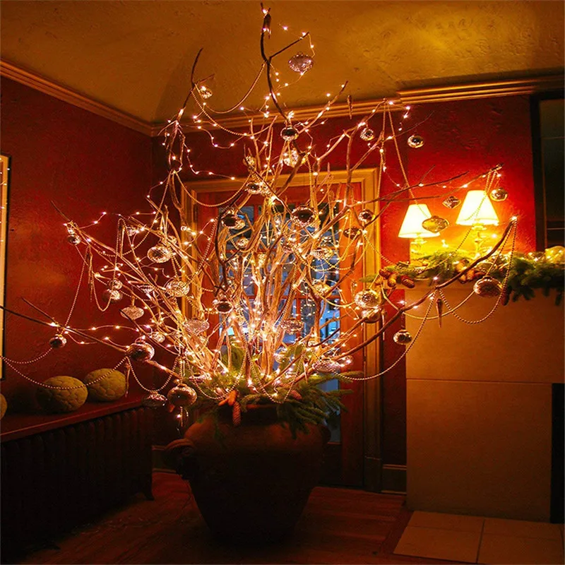Decoração do Natal Fio de Cobre Luz da Corda com Caixa de Bateria 8 Modos Flash Controle Remoto 5 - 10 20 30m 15 fio de cobre luz da corda com
