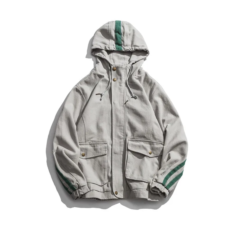 

Tang Mu Cool 2018 Autumn Clothing College Style Hooded Jacket Men's Japanese-style Street Fashion Contrast Color Stripes Casual