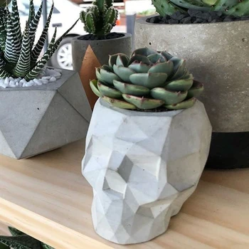 

Skull Head Concrete Planter Molds Geometric Candle Tea Light Holder Molds Silicone Flower Pot Molds