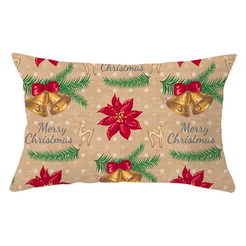 

30x50cm Merry Christmas Peach Skin Decorative Pillow Case Home Decoration Sofa Waist Throw Cushion Cover Bed Car Pillowcase