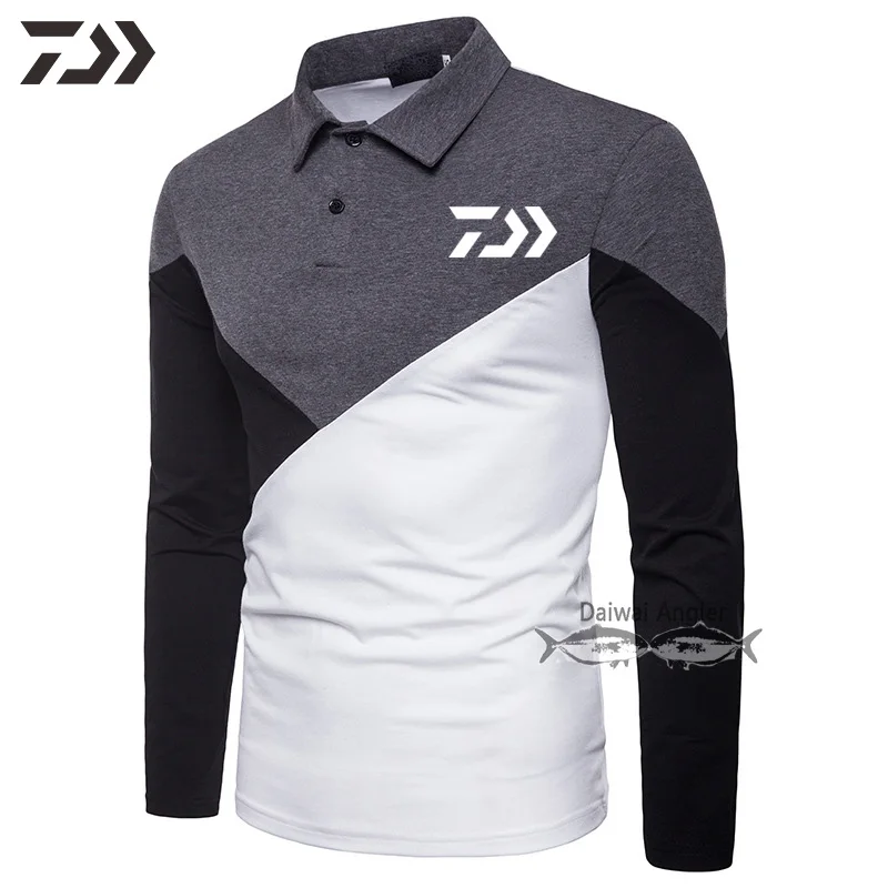 Daiwa футболка с длинным рукавом, теплая ветрозащитная одежда для рыбалки, мужские трикотажные Лоскутные трикотажные изделия для походов, бега, велоспорта, спортивная одежда