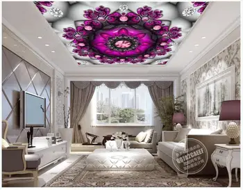 

Custom ceiling wallpaper for walls 3 d zenith mural wallpaper European style luxury 3D abstract jewelry pattern ceiling mural