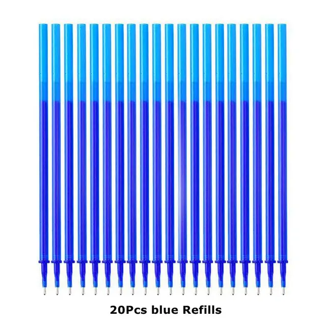 Erasable Pen Set 0.5mm Needle Bullet Tip Gel Ink Pens Refills Rods write erase Washable Handle for School Office Supplies 20Pcs Blue refills