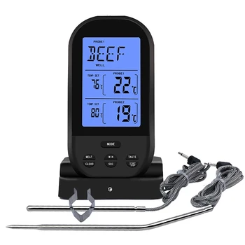 

New Upgraded Version of Wireless Dual Temperature Double Needle Barbecue Thermometer Kitchen Meat Thermometer BBQ Fork