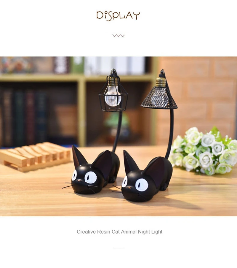 LED Night Light Creative Resin Cat Animal Night Light Ornaments Home Decoration Gift Small Cat Night Lamp  (4)