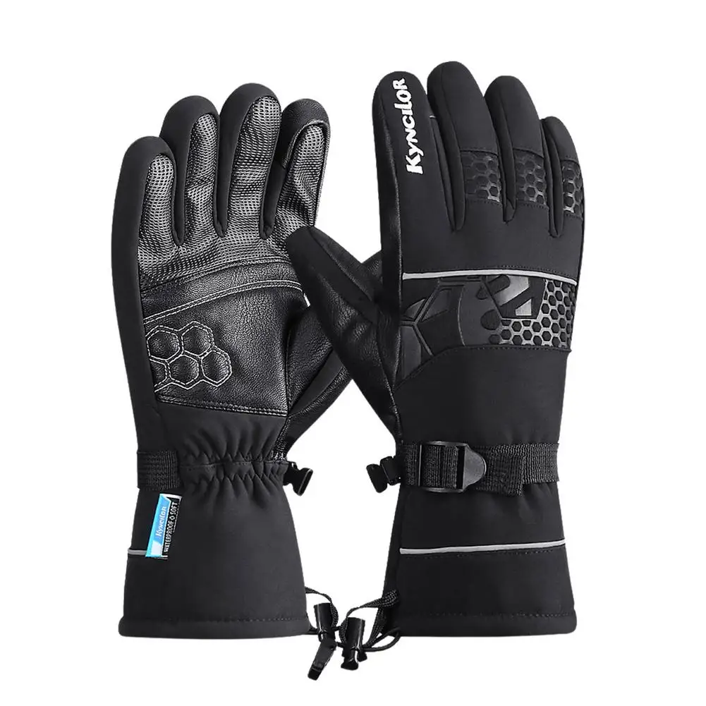 Guanti da sci per donna Guanti da neve caldi Tasche touchscreen impermeabili Guanti invernali da snowboard per esterni Nero Taglia unica