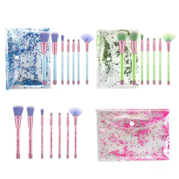 

7Pcs Glitter Sequins Crystal Handle Makeup Brushes Set Powder Foundation Eyebrow Face Make Up Brush Tool Kit with Cosmetic Bag