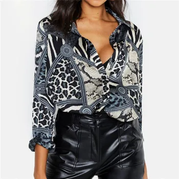 

Women's Shirt Sexy Leopard Top Shirt Long Sleeve Office Shirt 2020 Fashion Summer Casual Retro Top Chemisier Femme