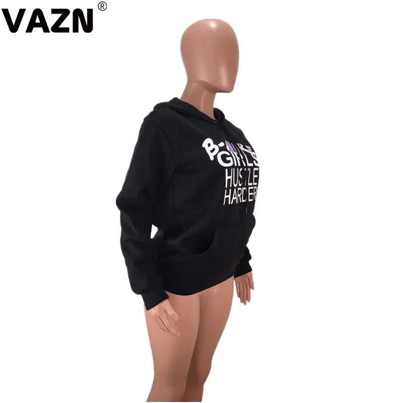VAZN флисовые новые осенние удобные простые повседневные Модные женские длинные толстовки с капюшоном и длинным рукавом