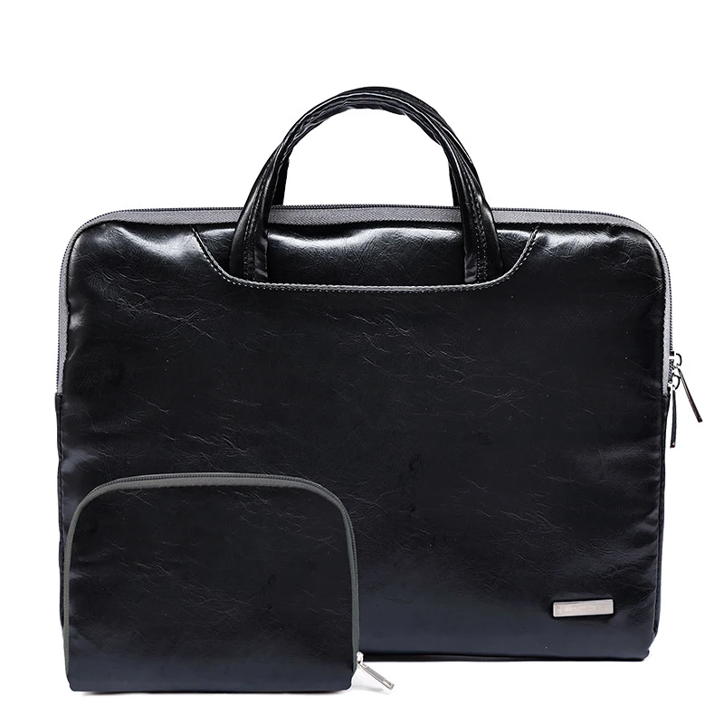 PU Leather Black Чехол для ноутбука сумка для Macbook Air 11 12 13 Pro 15 новая сумка для ноутбука retina для lenovo Dell, HP, ASUS 1" 15,4" 15,6 - Цвет: PU Leather Black