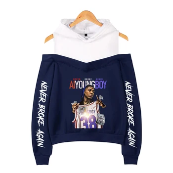 

Youngboy Never Broke Again Off-the-shoulder Hoody Casual Coat Print New Arrival Fashion Strapless Shoulder Girl Sexy Women Full