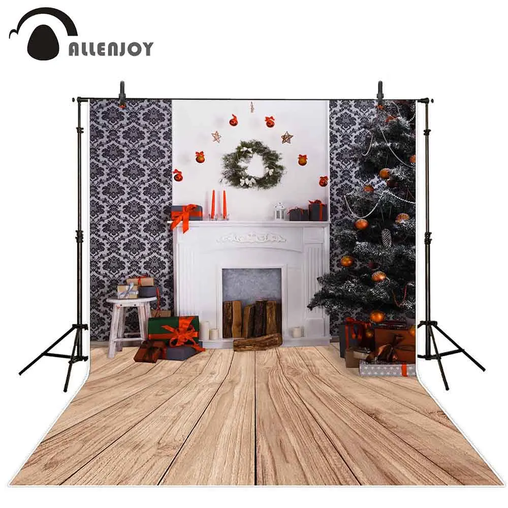 Allenjoy christmas photography backdrop interior fireplace wood floor pattern photo studio photophone background photocall | Электроника