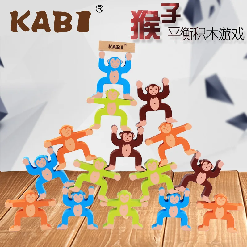 

New Style Wooden Monkey Balance Building Blocks Game Educational Early Childhood Toy Multi-color Selectable Playable Funny