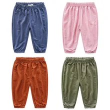 Katofely2018 Летний стиль детская одежда для мальчиков детские однотонные дышащие яркие противомоскитные штаны 9 очков брюки