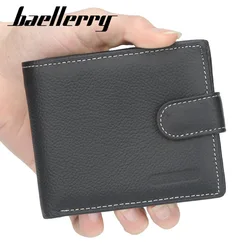 Men's Wallet Solid Color Leather Men's Short Wallet with Coin Pocket Card Holder Multi-Card Wallet Luxury Wallet Purse for Men