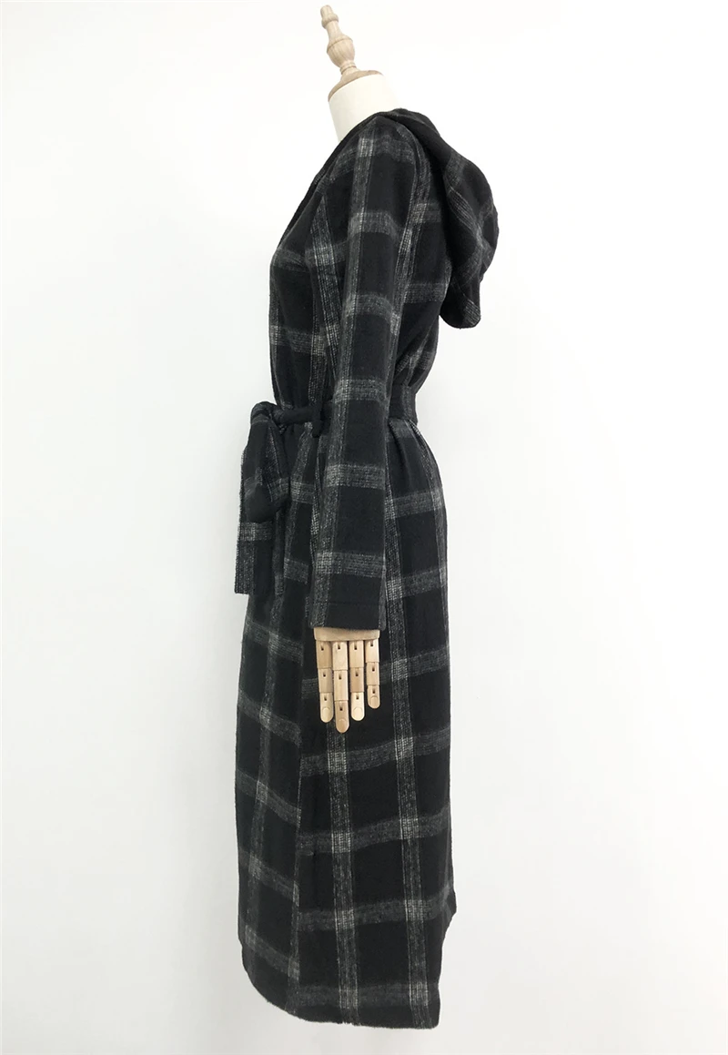 Стильный модный осенний кардиган женский корейский Зимний кашемировая шерсть клетчатое пальто
