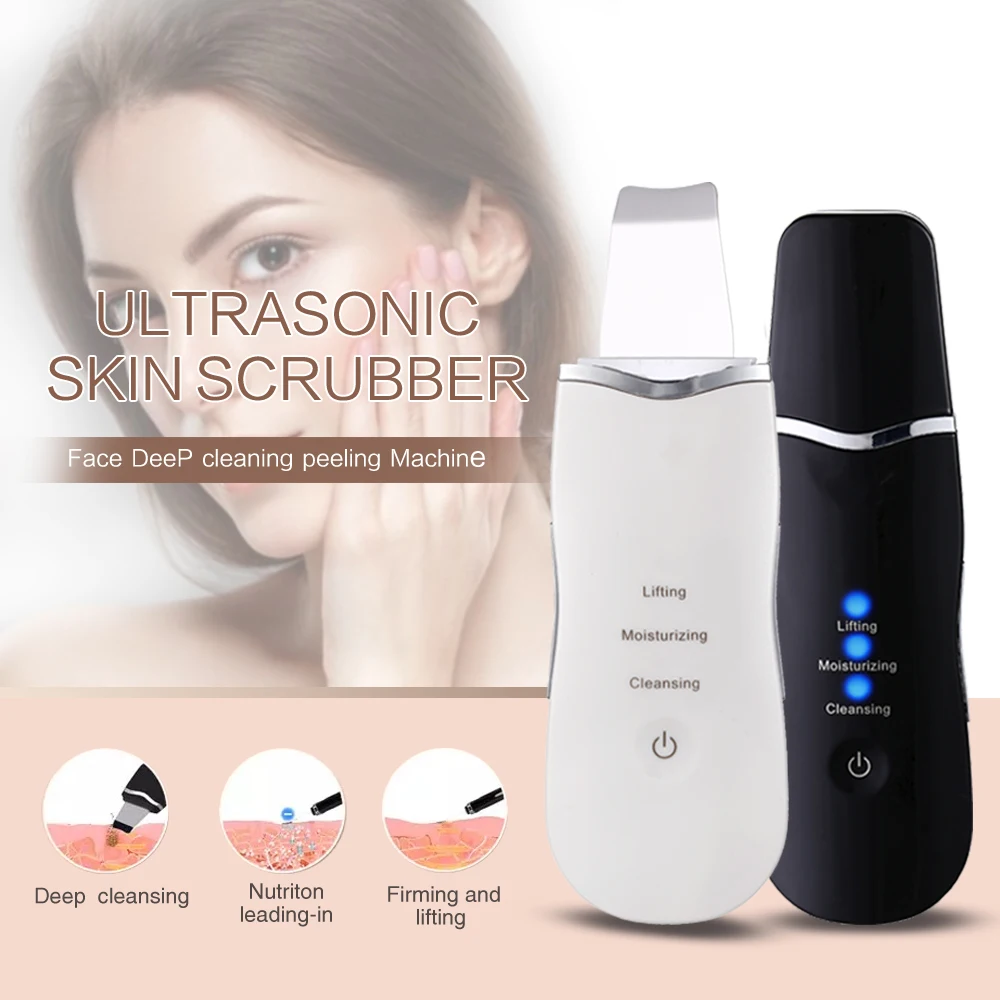 

Ultrasonic Scrubber Deep Cleaning Cavitation Peeling Facial Peeling Ultrassonico Spatula Exfoliating Beauty Instrument Skin Care