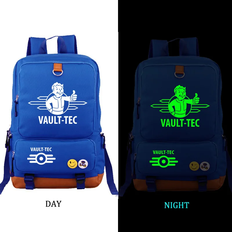 style1 Blue FALLOUT 4 школьная сумка фосфоресирующий рюкзак студенческий школьный рюкзак ноутбук рюкзак повседневный рюкзак для отдыха - Цвет: style1 Blue