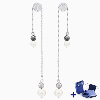 

Original SWA Earrings with Original Engraved CANOPY Pearl Long-line Earrings Evening Wedding Luxury Jewelry Free Shipping