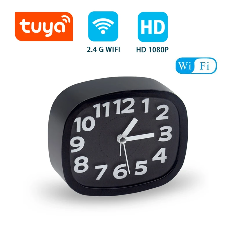 Wireless Small Table Clock Camera WIFI Mini Tuya Alarm Clock Camera