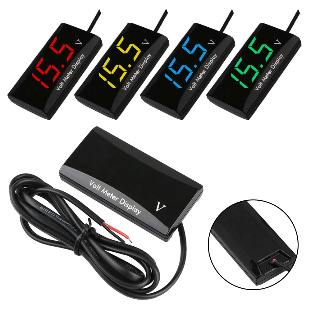 12V SPEC Digital LED Display Voltmeter Car Motorcycle Volt Gauge Panel Meter Red Yellow Blue Green | Автомобили и мотоциклы