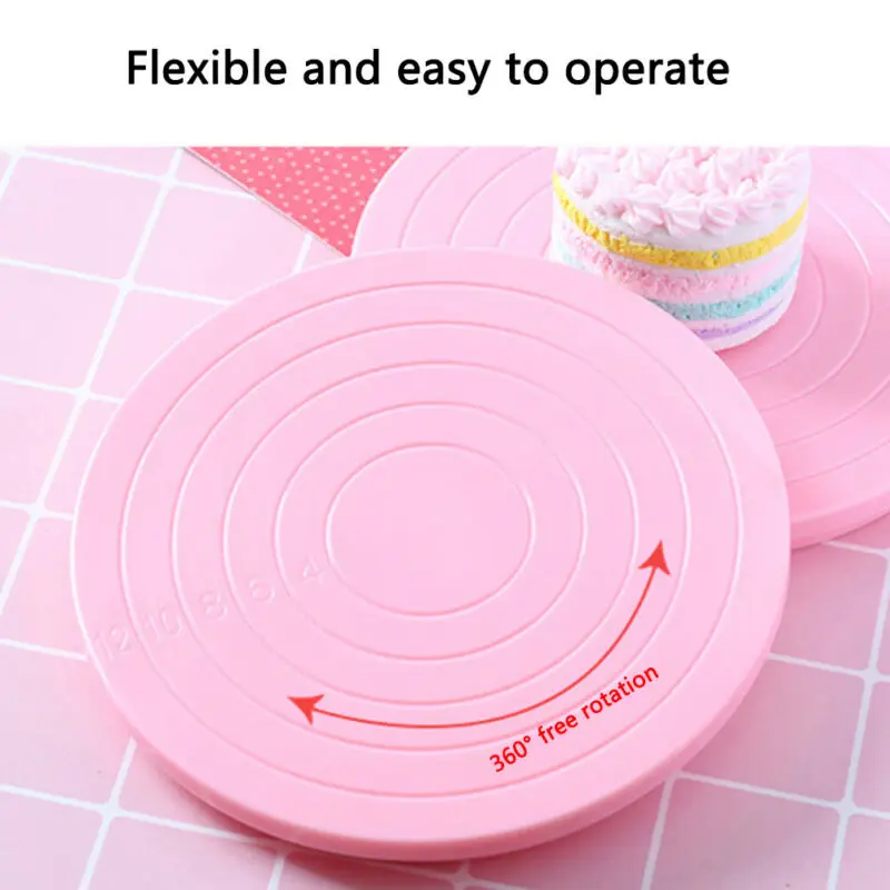 Cake decorating stand 14cm Mini Cake Cookies Decorating Turntable Manually Rotating Table Cake Stand Non-Slip Base