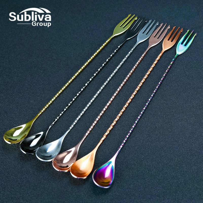 #7 Stirring Spoon Stainless Steel Cocktail Spoon Multi-Color Beverage Coffee Mixing Layering Tool with Long Handle
