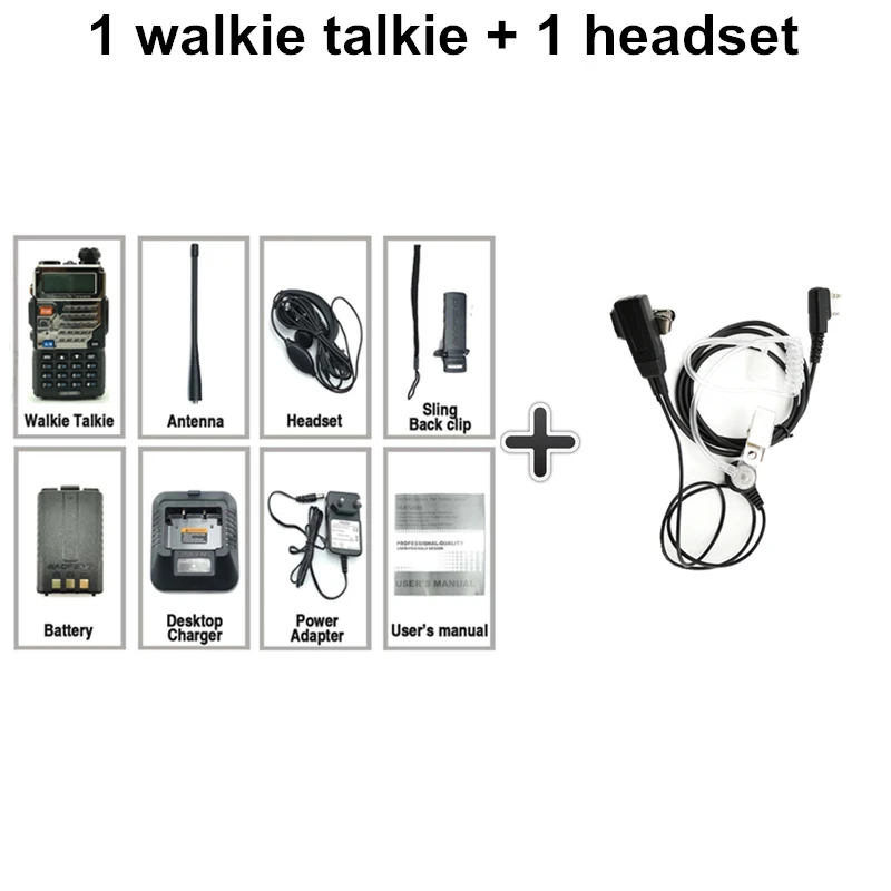 Add a earpiece Baofeng UV-5RE рация 5 Вт UHF& VHF SMA-FProfessional CB радио HF трансивер Baofeng UV5RE UV 5R UV5 - Цвет: Add a earpiece