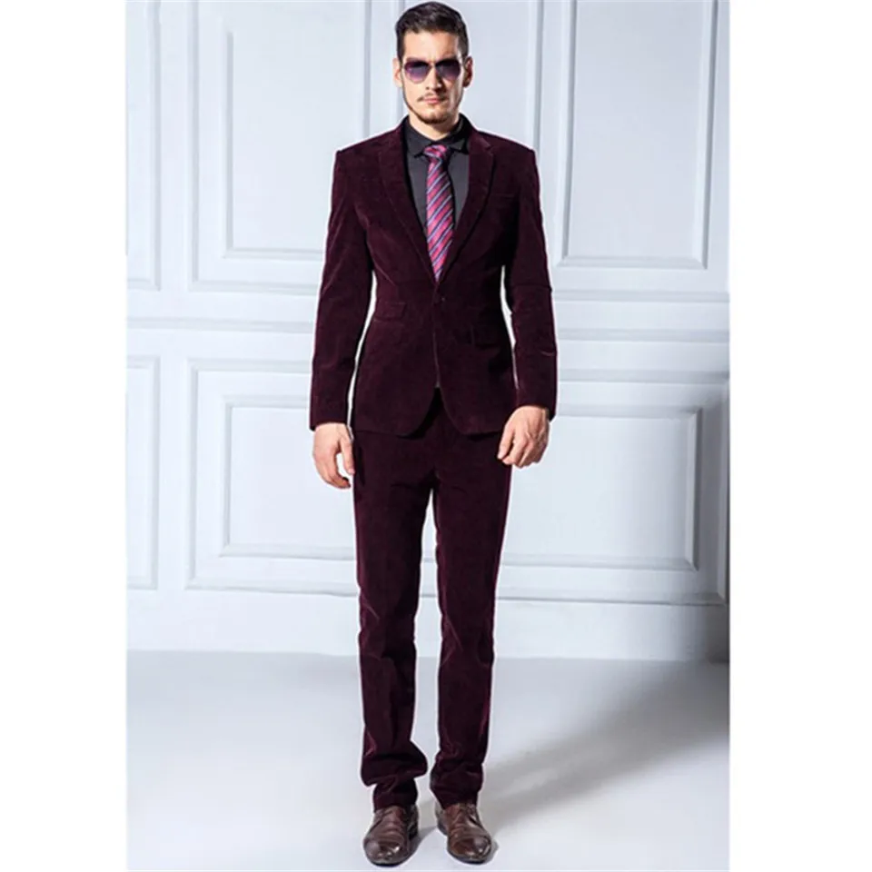 Новый мужской костюм смокинг Noivo Terno Slim Fit Easculino вечерние костюмы для мужчин смокинги для жениха фиолетовые бархатные женихи мужские с