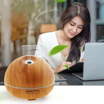 

Humidifier Aroma Essential Oil Diffuser Ultrasonic Air Humidifier with Wood Grain Pattern & Colorful LED Night Light EU Plug