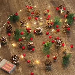 Christmas String Light Outdoor Waterproof Christmas Pine Cone Light LED Copper Wire Fairy Garland Patio Holiday Decorate Lamp