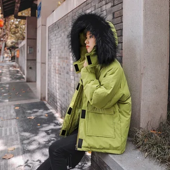 

2020 New Winter Fur Collar Hooded Parkas Women's Jacket High Quality Warm Coat Casual Pockets Army Military Woman Parka Outwear