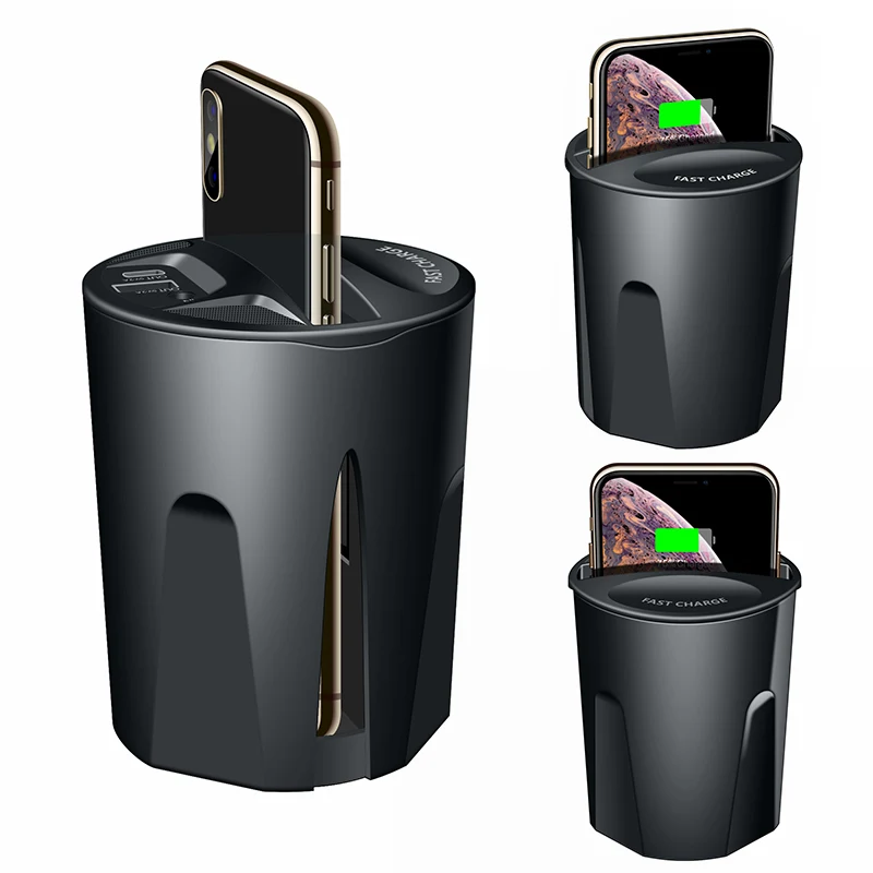 OUSU беспроводное автомобильное зарядное устройство чашка 10 Вт Быстрое Qi Беспроводное зарядное устройство для iPhone зарядное устройство Samsung для машины подстаканник держатель телефона для Xiaomi