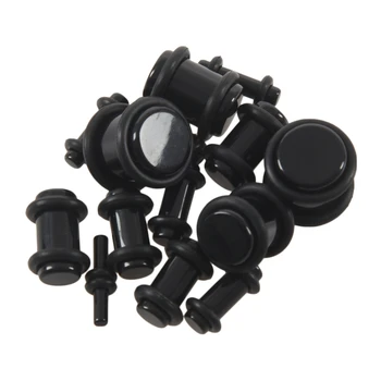 

7 Pairs of Acrylic Ear Tunnels Plugs Ear Stretchers Expanders 00G-12G--Black