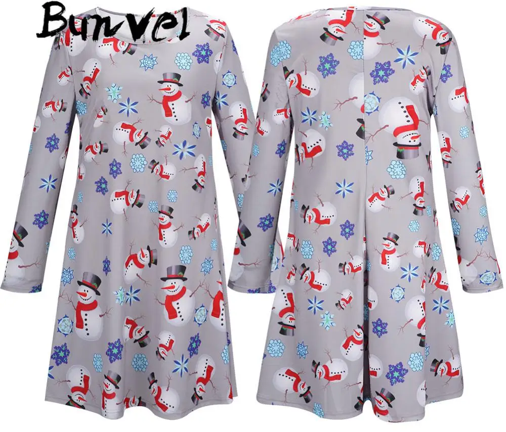 Bunvel/рождественские Семейные платья для мамы и дочки; 3 цвета; платье для мамы и дочки с принтом снеговика; платья для маленьких девочек; 5 - Цвет: L997K006hui