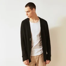 Мужской кардиган свитер кашемировый кроличий мех Осенняя вязаная куртка мягкие черные осенние повседневные кардиганы с длинными рукавами