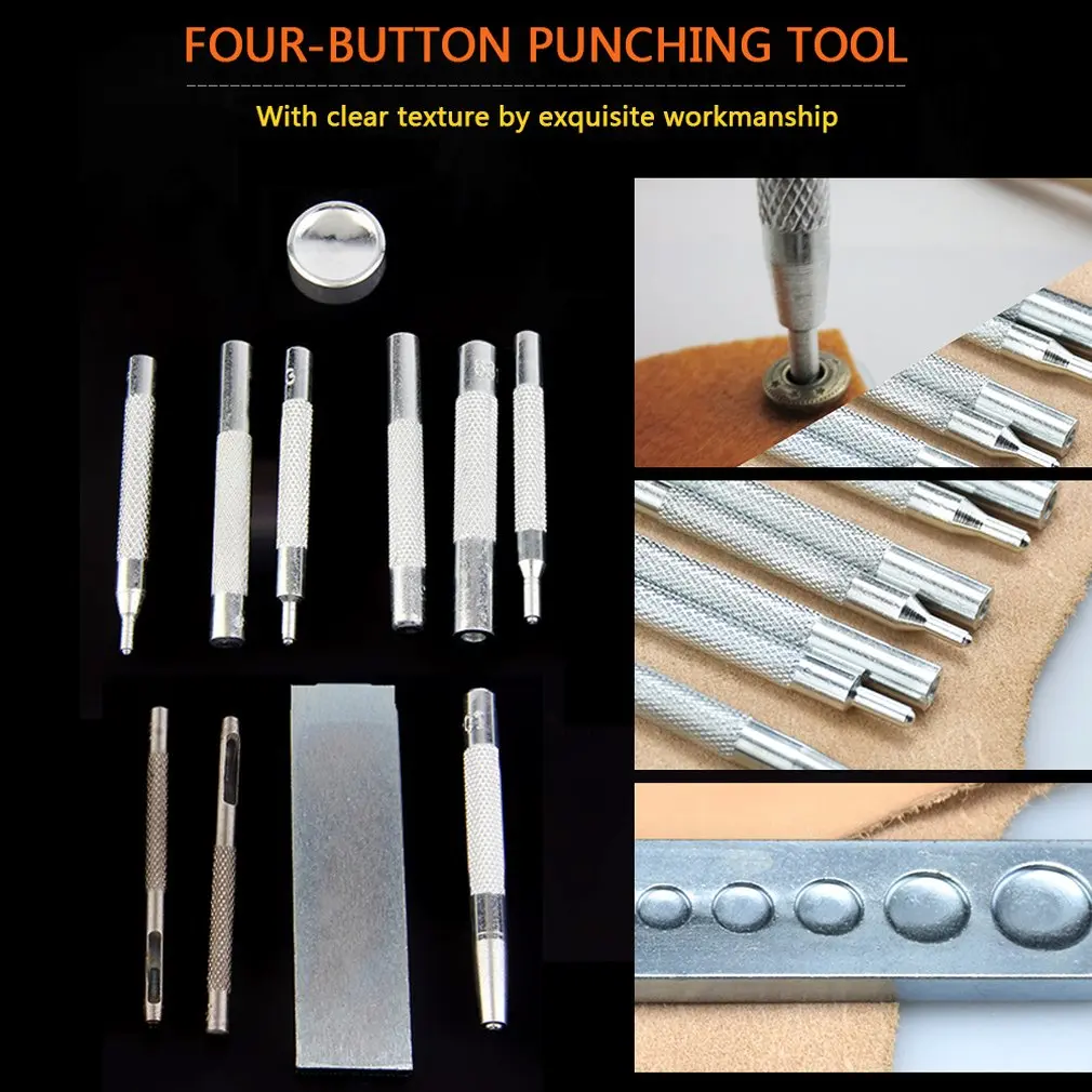 11 шт./компл. Металл Кожа Craft Tool Die перфорация защелки Установка комплект заклепки сеттер базовый набор «сделай сам» для кожи ремесла