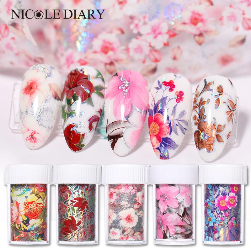 100x4cm Nail Foils Flower Series Nail Art Foils Paper Nail Art Transfer
