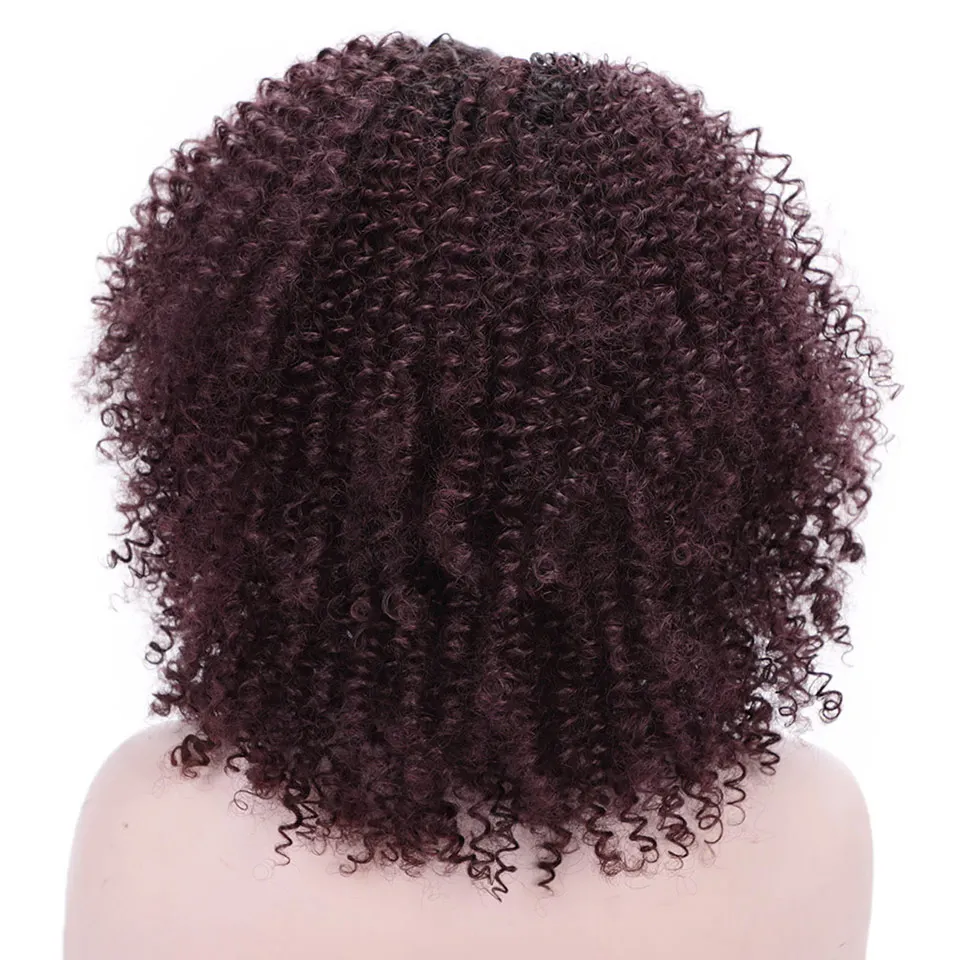 Штампованный славный кудрявый парик синтетический парик фронта шнурка Ombrm Красный парики для черных женщин натуральный волос Высокая температура волос - Цвет: 2161-OT1B99J