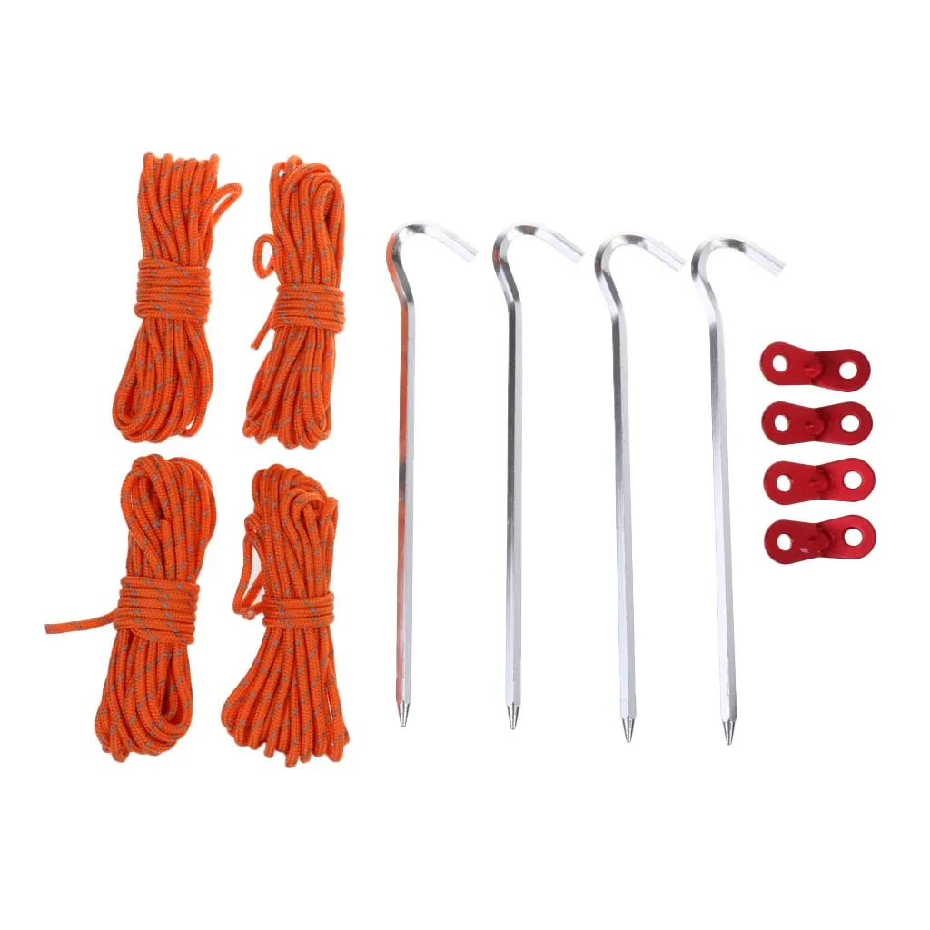 12Pcs Tent Accessories Kit - Tent Pegs/Cord Rope Fastener/Reflective Rope