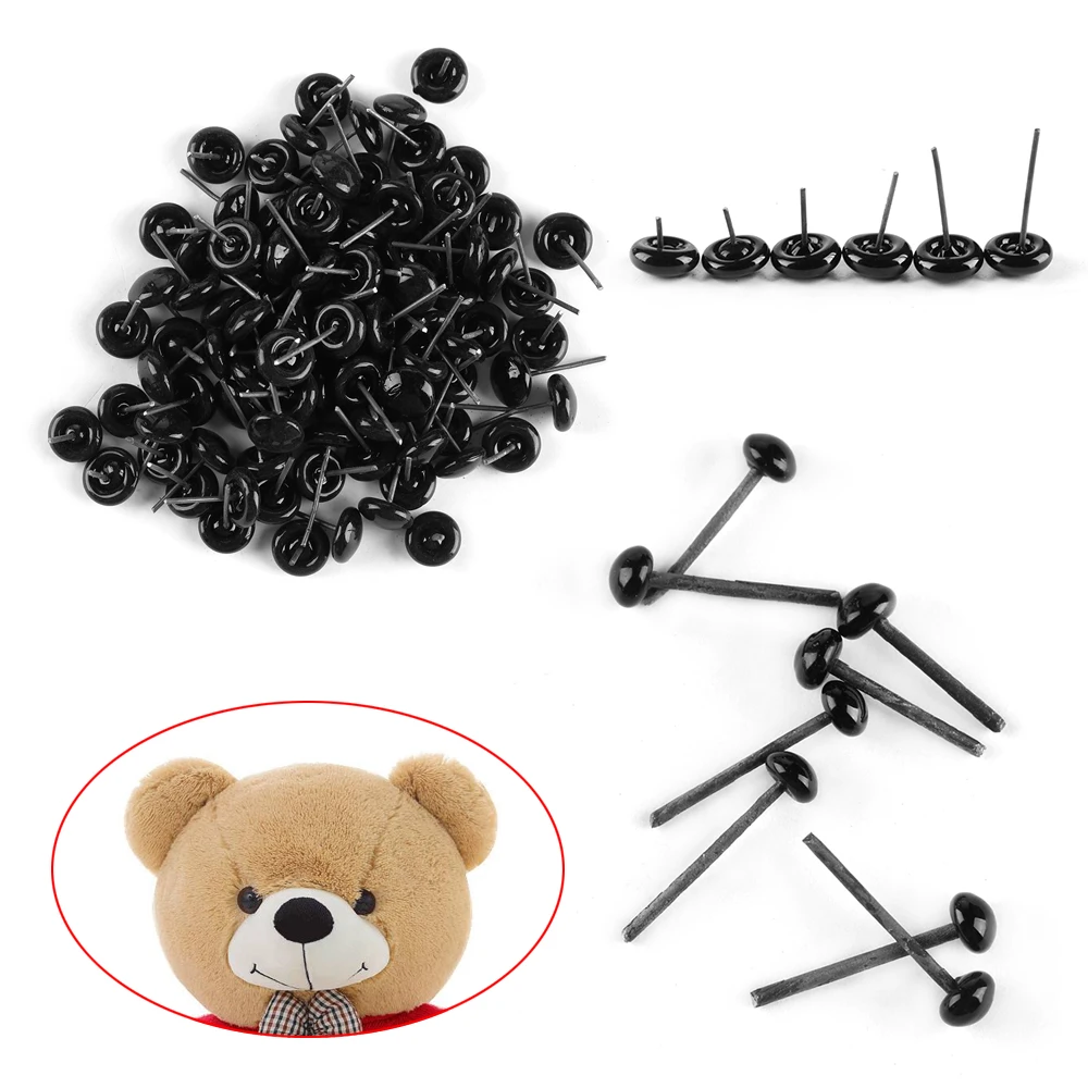 100Pcs Black Eyes Dolls Glass Eyes 3/5/7 mm Needle Felting Teddy Bears Plush Eyes Safety Eye Doll Puppet Toys Accessories 3