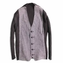 2018 Курточка бомбер Для мужчин нравственность v-образным вырезом Цвет соответствия для отдыха с длинными рукавами свитер пальто-кардиган