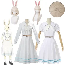 Аниме Beastars Haru косплей костюм девушка женщины школьная форма костюм кролик униформа наряд BEASTARS Haru парик заячьи кроличьи уши